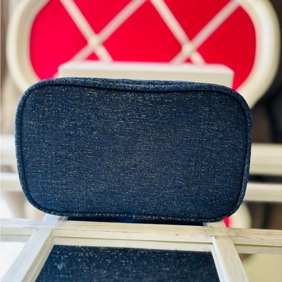 CHANEL Blue with Gold Metallic Accents Cosmetic Bag - Picture 3 of 4